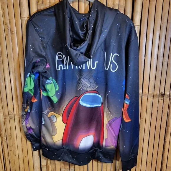 Among Us Kid's Hoodie Sweatshirt Medium Black Space NEW - Picture 2 of 7